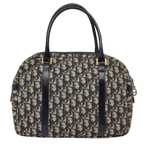 DIOR Trotter Canvas Hand Bag Navy Gold - Picture 3 of 12